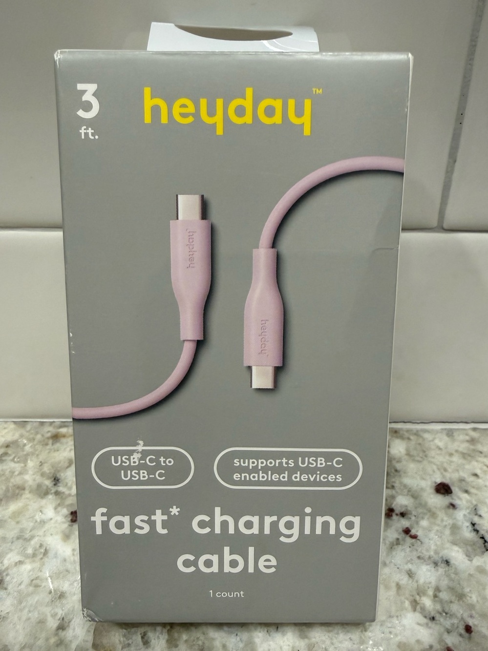 3/$15* heyday USB-C to USB-C Fast Charging Cable - Light Pink NWT
